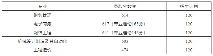 合肥經(jīng)濟學(xué)院(民辦)2024年對口招生錄取分數(shù)線