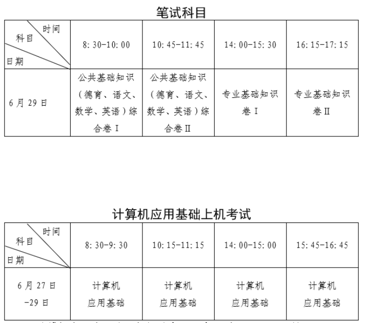 福建中職學(xué)考考試時(shí)間安排