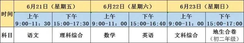 貴陽(yáng)中考考試安排
