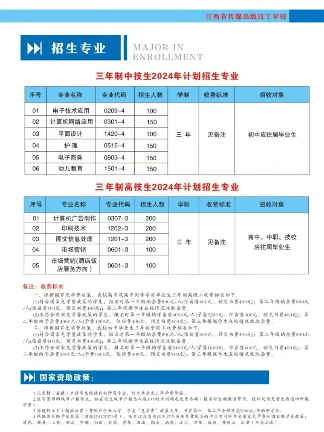 注意!江西省傳媒高級(jí)技工學(xué)校2024年招生計(jì)劃