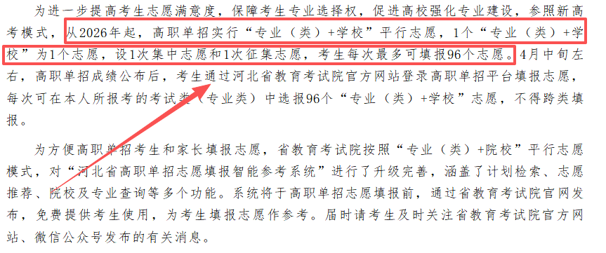 2026河北高職單招志愿填報政策：“專業(yè)（類）+學?！蹦Ｊ饺馕? width=