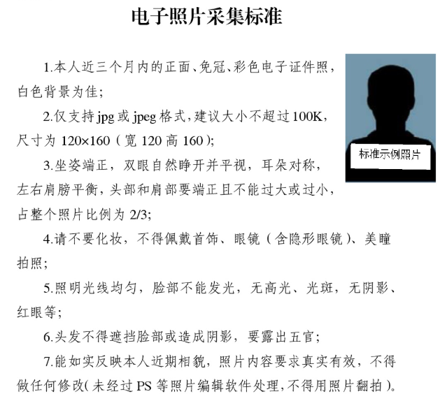 2027年湛江初中學考部分科目考試報名電子照片采集標準